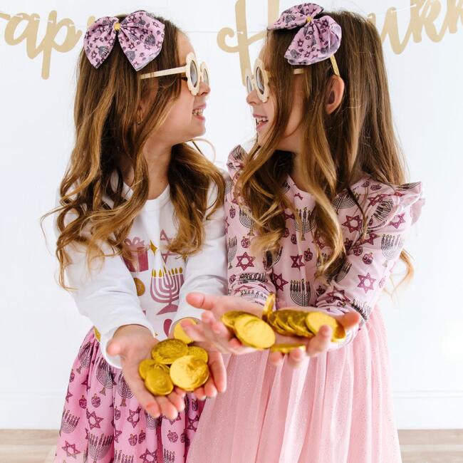 Hanukkah Tulle Bow Headband, Pink - Hair Accessories - 2
