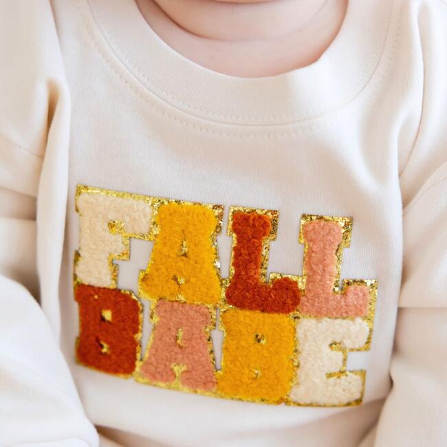 Fall Babe Patch Long Sleeve Romper, Natural - Shirts - 3