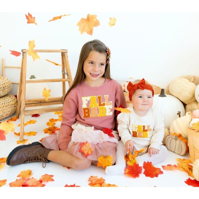 Fall Babe Patch Long Sleeve Romper, Natural - Shirts - 4