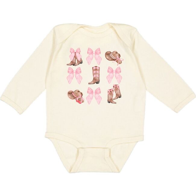 Coquette Cowgirl Long Sleeve Bodysuit, Natural