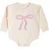 Coquette Bow Patch Long Sleeve Romper, Natural - Rompers - 1 - thumbnail