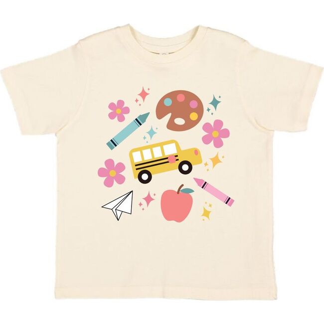 Back To School Doodle Short Sleeve T-Shirt, Natural - T-Shirts - 1