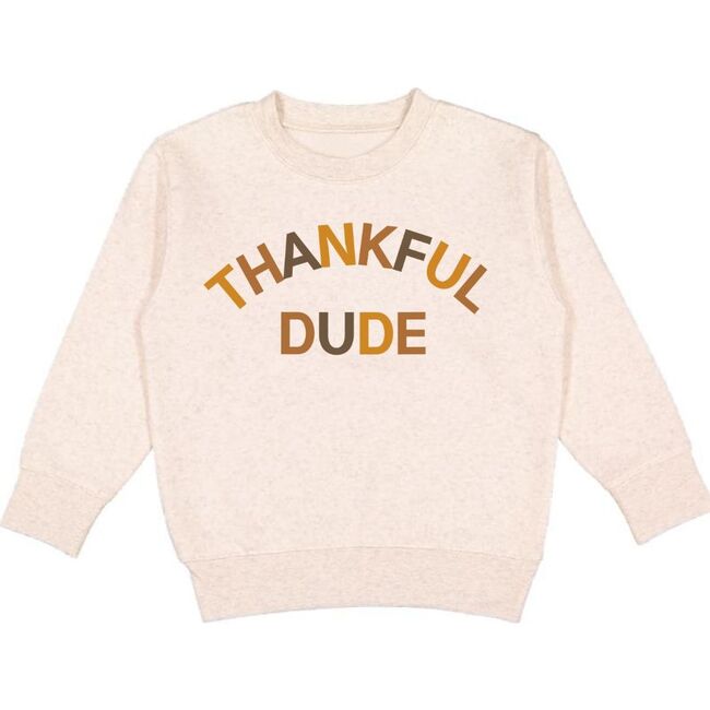 Thankful Dude Multi Thanksgiving Sweatshirt, Natural - Sweatshirts - 1