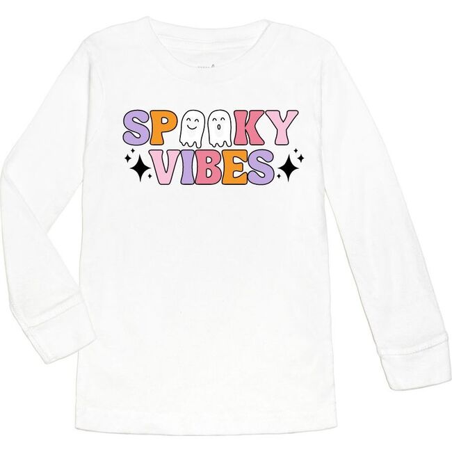 Spooky Vibes Halloween Long Sleeve Shirt, White - Shirts - 1