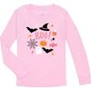 Halloween Doodle Long Sleeve Shirt, Pink - Shirts - 1 - thumbnail