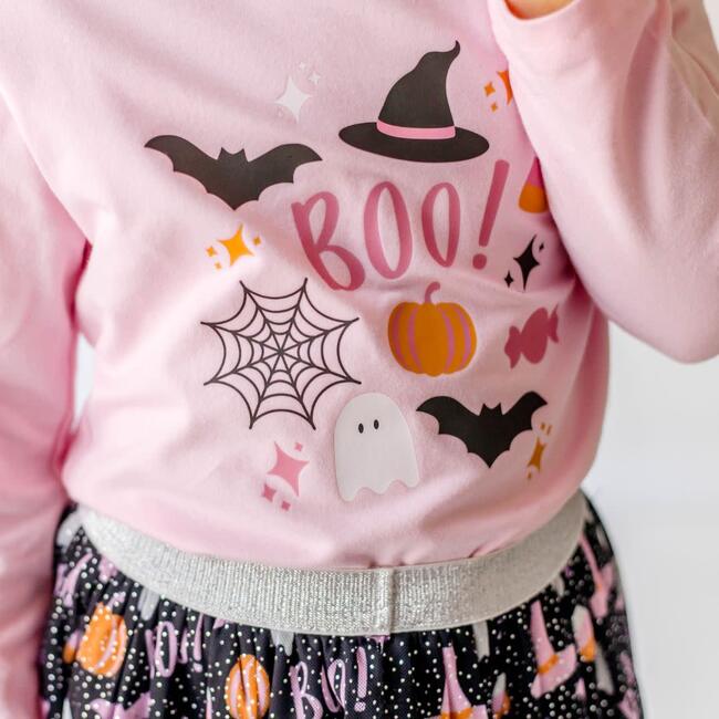 Halloween Doodle Long Sleeve Shirt, Pink - Shirts - 2