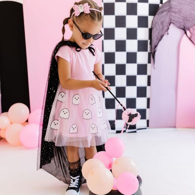 Ghost Sequin Halloween Short Sleeve Tutu Dress, Pink - Dresses - 4