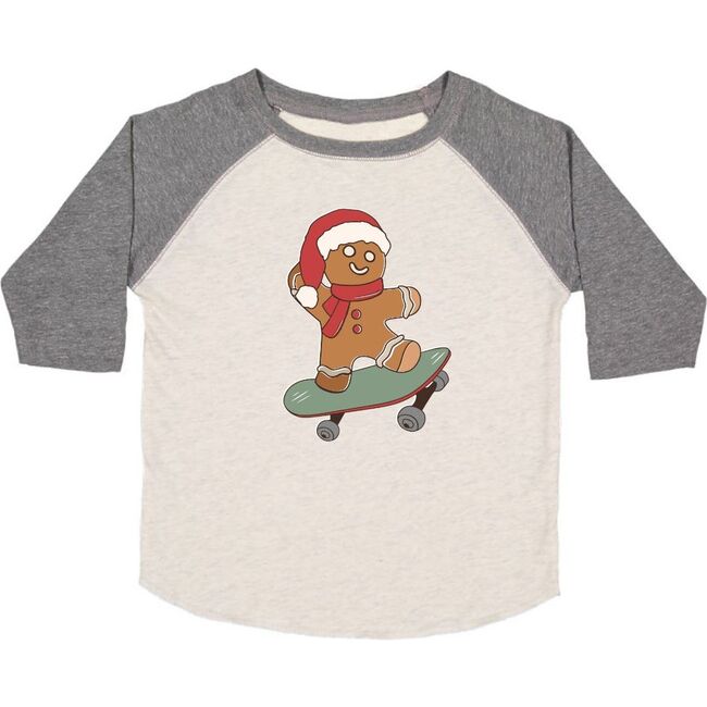 Gingerbread Skater Boy Christmas 3/4 Shirt, Natural/Heather - Shirts - 1
