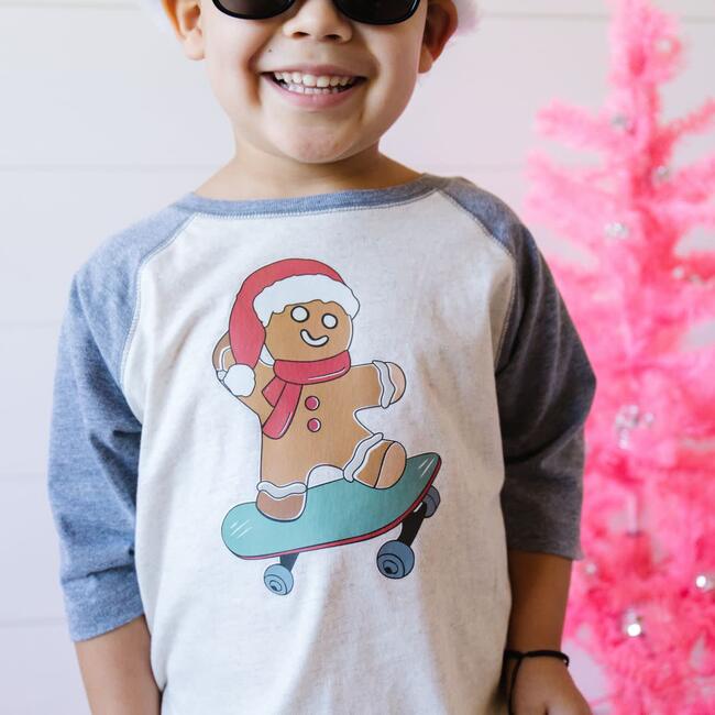 Gingerbread Skater Boy Christmas 3/4 Shirt, Natural/Heather - Shirts - 2