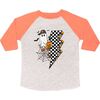 Checker Ghost Halloween 3/4 Shirt, Heather/Orange - Shirts - 1 - thumbnail