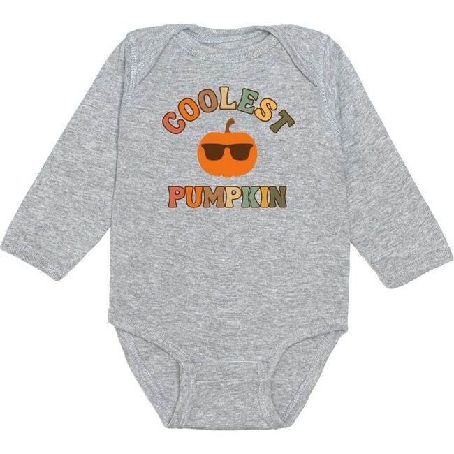 Coolest Pumpkin Long Sleeve Bodysuit, Grey
