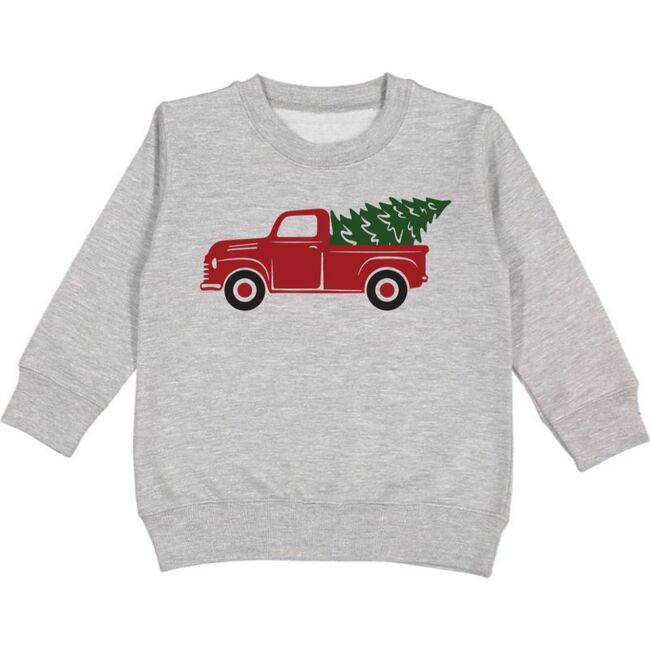 Christmas Tree Truck Sweatshirt, Grey - Sweatshirts - 1