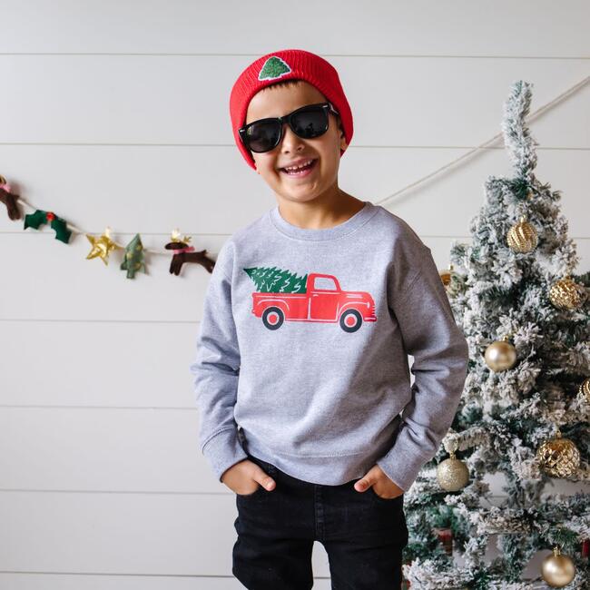 Christmas Tree Truck Sweatshirt, Grey - Sweatshirts - 2