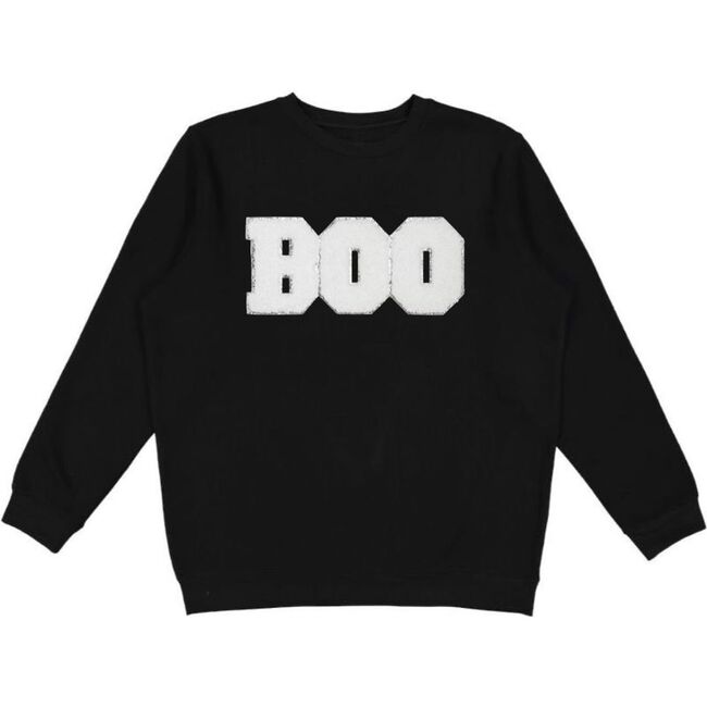 Boo Patch Halloween Adult Sweatshirt, Black - Sweatshirts - 1