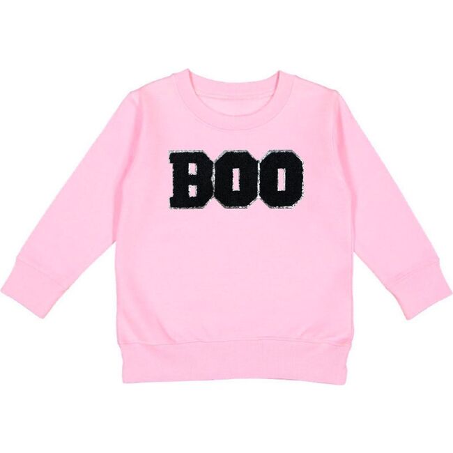 Boo Patch Halloween Sweatshirt, Pink - Sweatshirts - 1