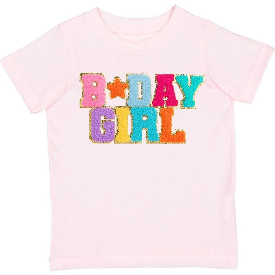 Birthday Girl Patch Short Sleeve T-Shirt, Ballet Sweet Wink Tops
