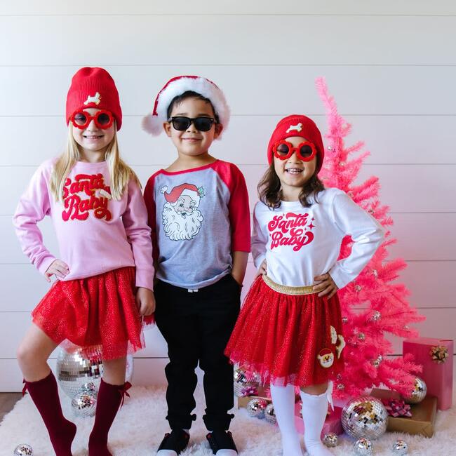 Santa Baby Patch Christmas Sweatshirt, Pink - Sweatshirts - 4