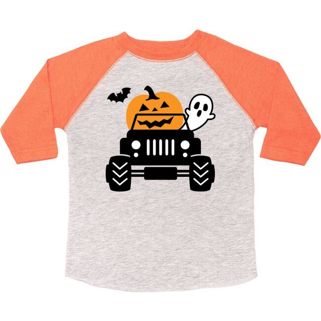 Pumpkin Monster Truck Halloween 3/4 Shirt, Heather/Orange - Shirts - 1