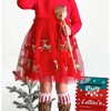 Reindeer Sequin Christmas Long Sleeve Tutu Dress, Red - Dresses - 3