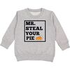 Mr. Steal Your Pie Thanksgiving Sweatshirt, Grey - Sweatshirts - 1 - thumbnail