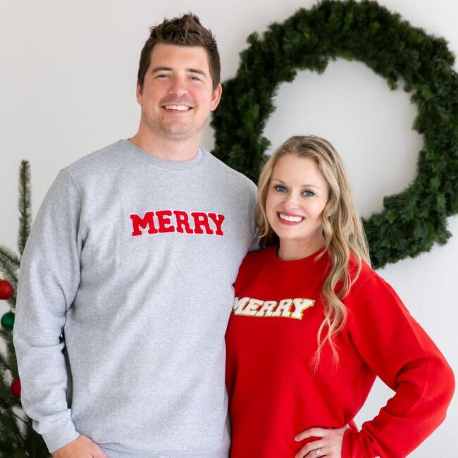 Merry Patch Christmas Adult Sweatshirt, Grey - Sweatshirts - 2