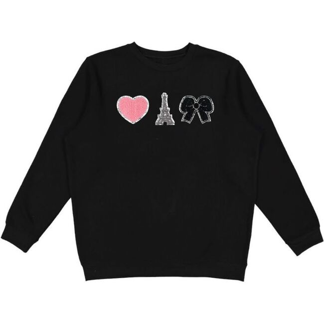 J'adore Paris Patch Sweatshirt, Black - Sweatshirts - 1