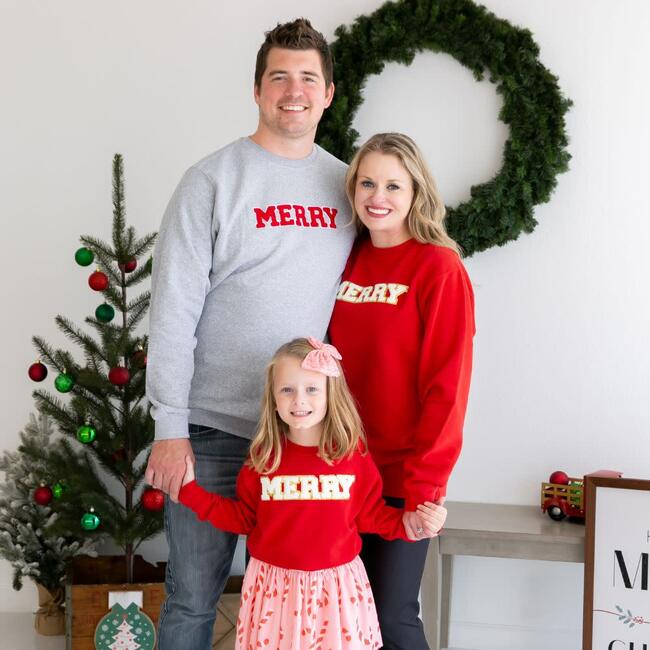 Merry Patch Christmas Adult Sweatshirt, Grey - Sweatshirts - 3