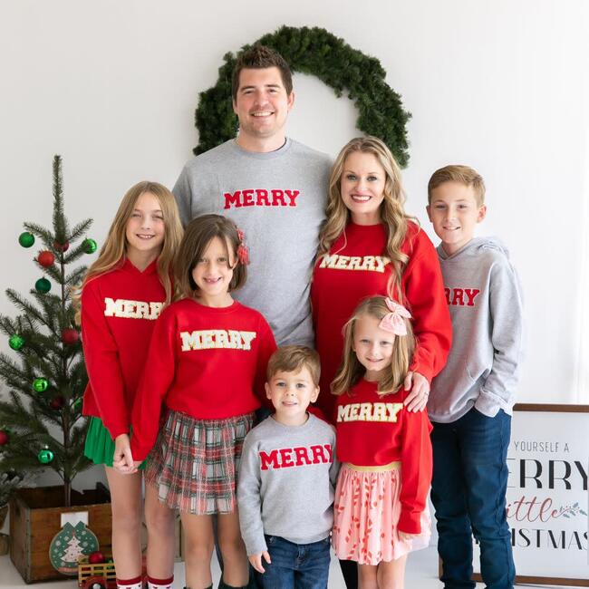 Merry Patch Christmas Adult Sweatshirt, Grey - Sweatshirts - 4