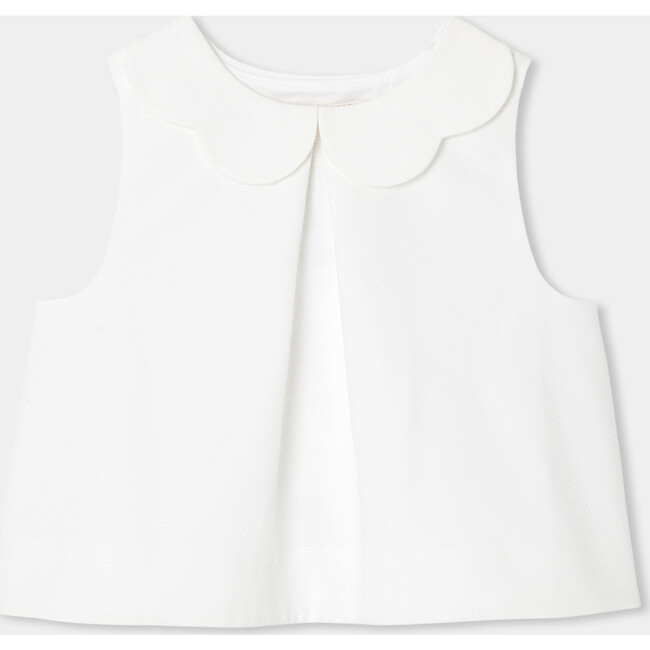 Girl Top In Honeycomb Piqué  White - Blouses - 1