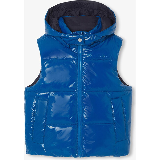 Reversible Sleeveless Puffer Jacket For Boys Navy Blue - Coats - 1