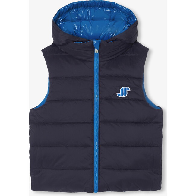 Reversible Sleeveless Puffer Jacket For Boys Navy Blue - Coats - 5