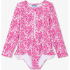Girl Full Coverage Swimsuit Pink/Multicolour - Rash Guards - 1 - thumbnail