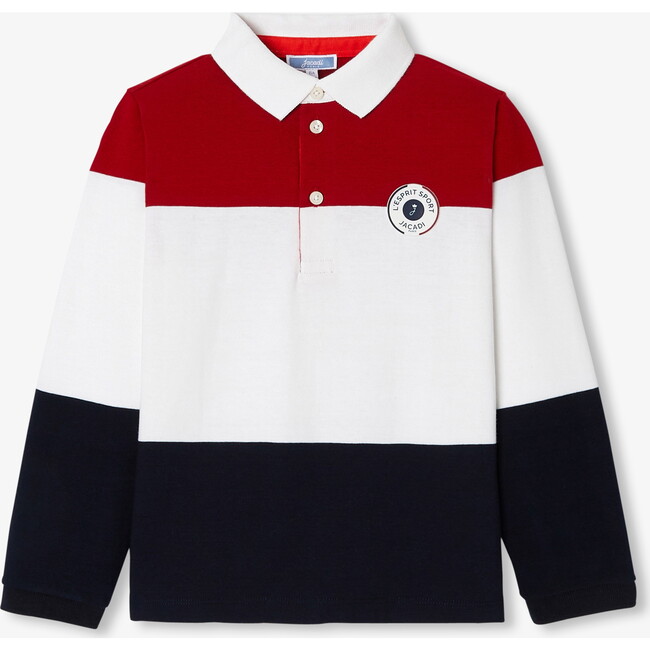 Children's Long/Sleeved Polo Shirt Red/Multicolour - Polo Shirts - 1
