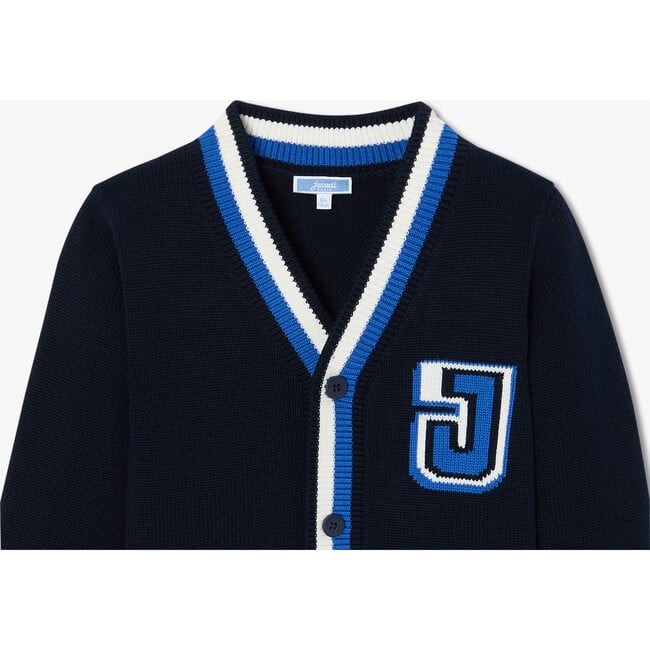 Children's Cardigan In Jersey Stitch Navy - Cardigans - 3