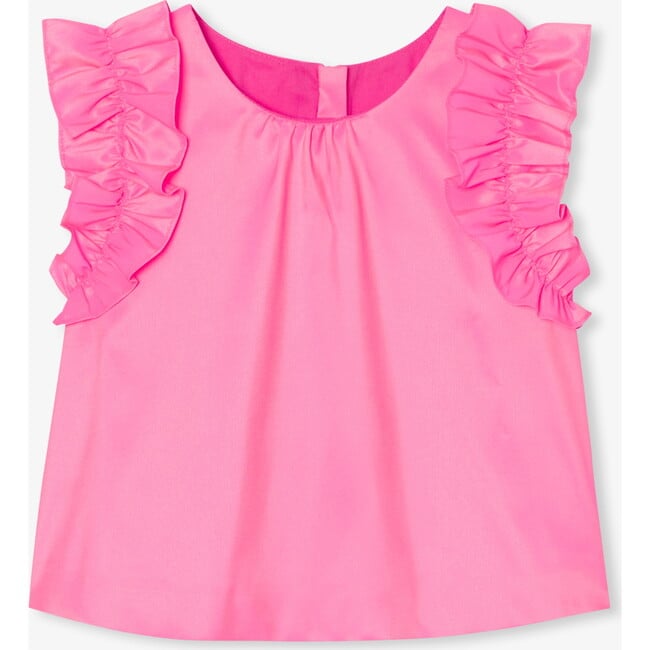 Girl Taffeta Top Neon Pink - Blouses - 1