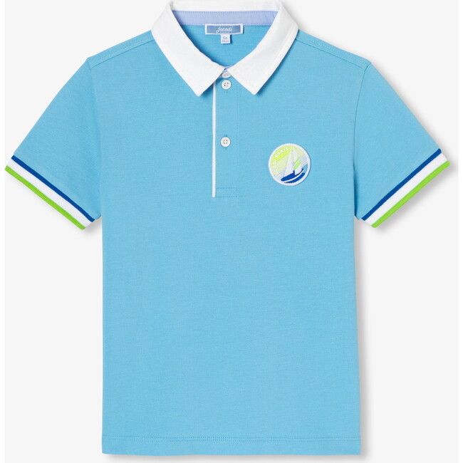 Boy's Polo Shirt In Cotton Piqué Light Blue - Polo Shirts - 1