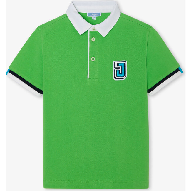Boy's Polo Shirt In Cotton Piqué Grass Green - Polo Shirts - 1