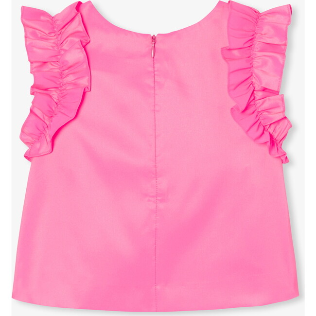 Girl Taffeta Top Neon Pink - Blouses - 5