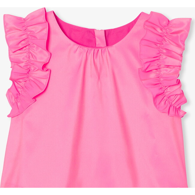 Girl Taffeta Top Neon Pink - Blouses - 6