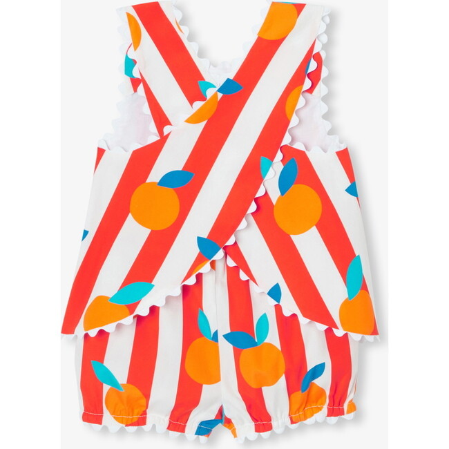 Baby Girl Oranges Shorts Set, White/Multicolour - Bloomers - 2