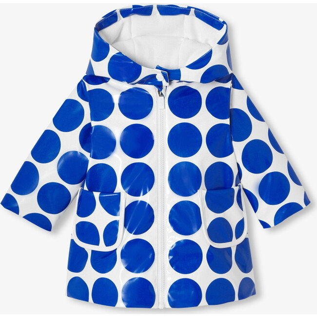 Baby Girl Polka Dot Raincoat White/Blue - Raincoats - 1