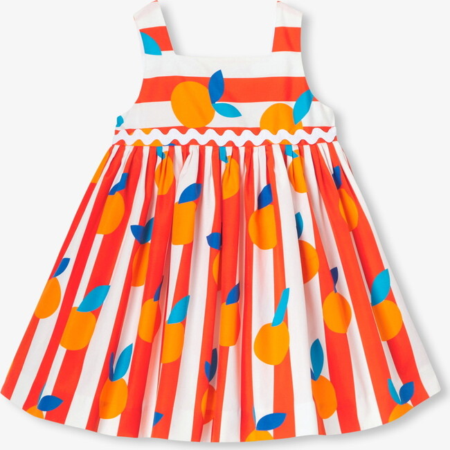 Baby Girl Oranges Dress, White/Orange - Dresses - 1