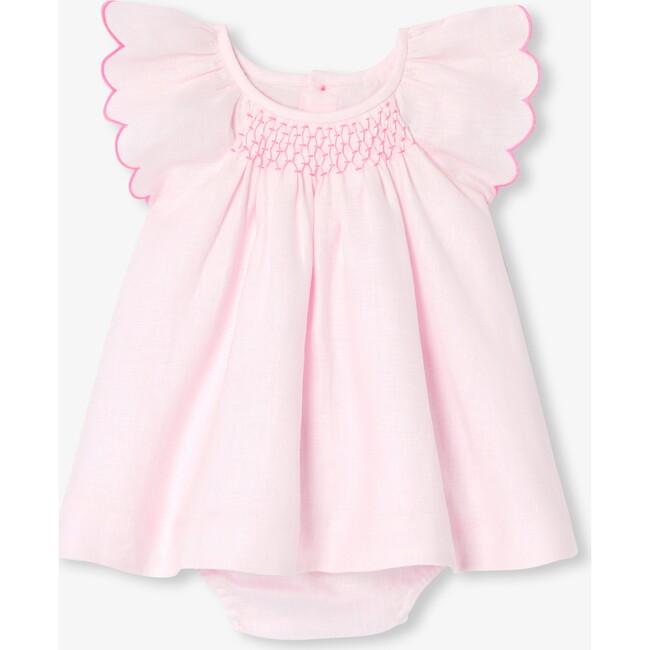 Baby Girl Linen  Dress  Pale Pink - Dresses - 1
