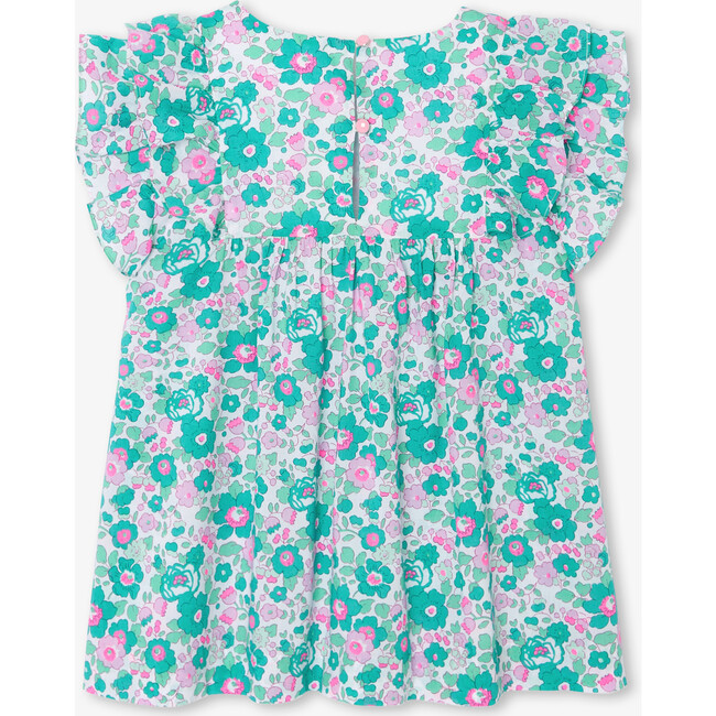 Girl Blouse In Liberty Fabric Turquoise/Multicolour - Blouses - 2