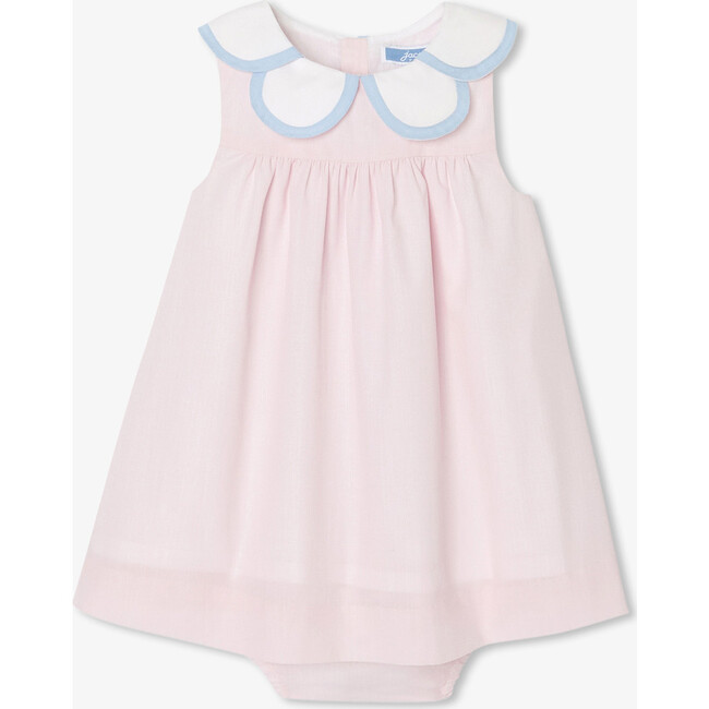 Baby Girl Dress In Fil À Fil Pink/White - Dresses - 1