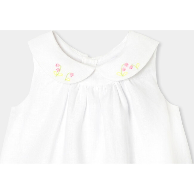 Baby Girl Linen Romper  White - Rompers - 3