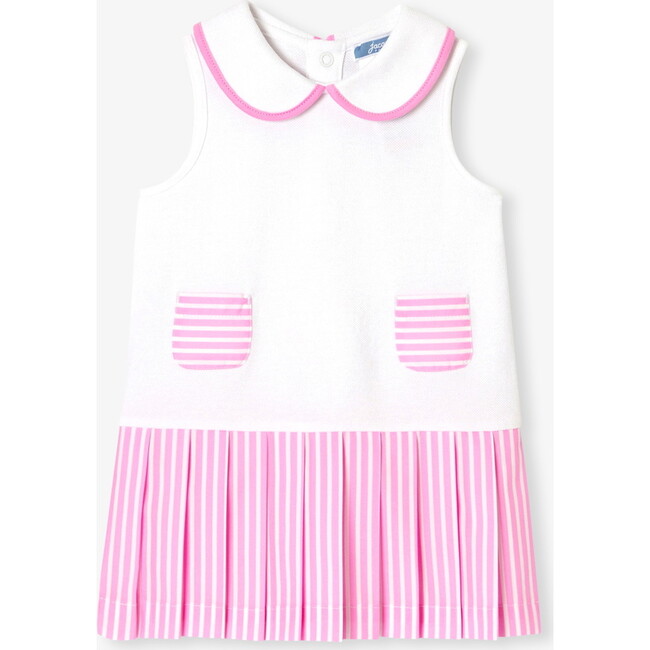 Baby Girl Dress In Cotton Piqué White/Pink - Dresses - 1