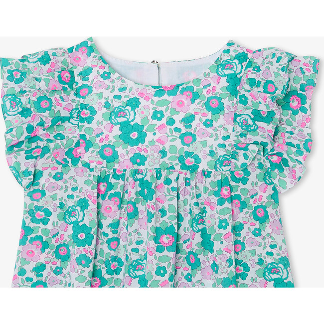 Girl Blouse In Liberty Fabric Turquoise/Multicolour - Blouses - 3