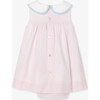 Baby Girl Dress In Fil À Fil Pink/White - Dresses - 3