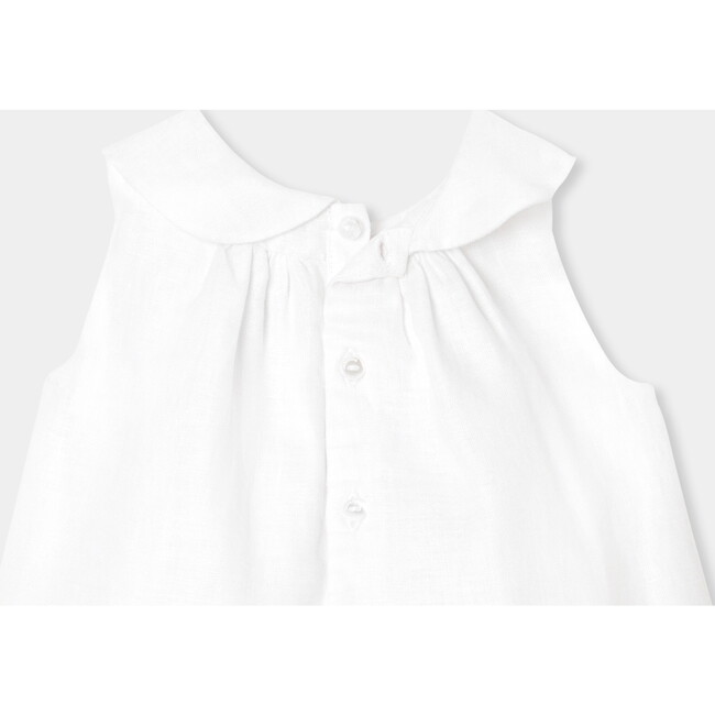 Baby Girl Linen Romper  White - Rompers - 4